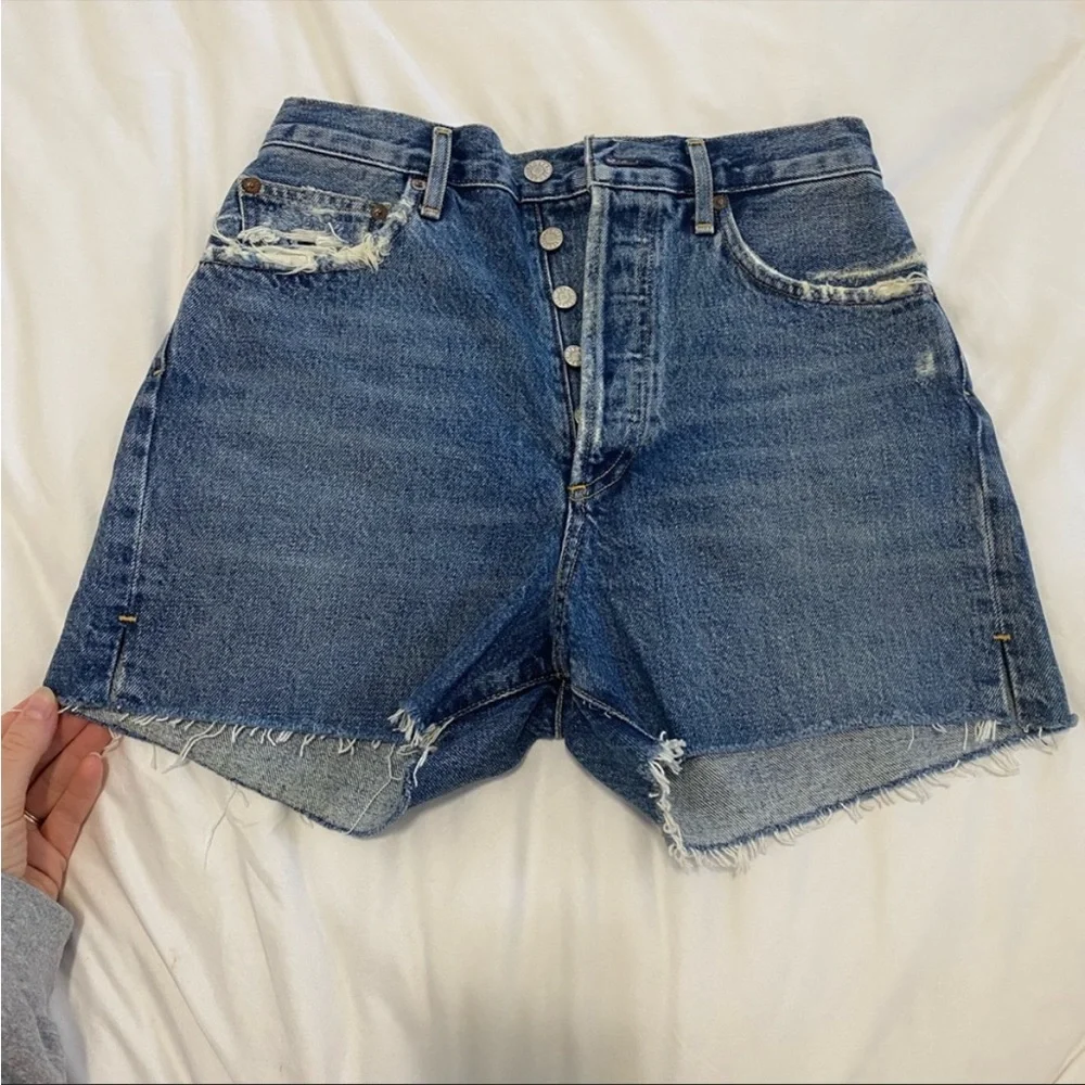 Agolde Dee Super High-Rise Denim Shorts in color precision, size 26 - Picture 7 of 8
